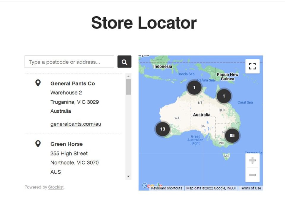 une application de localisation de magasin sur un magasin Shopify