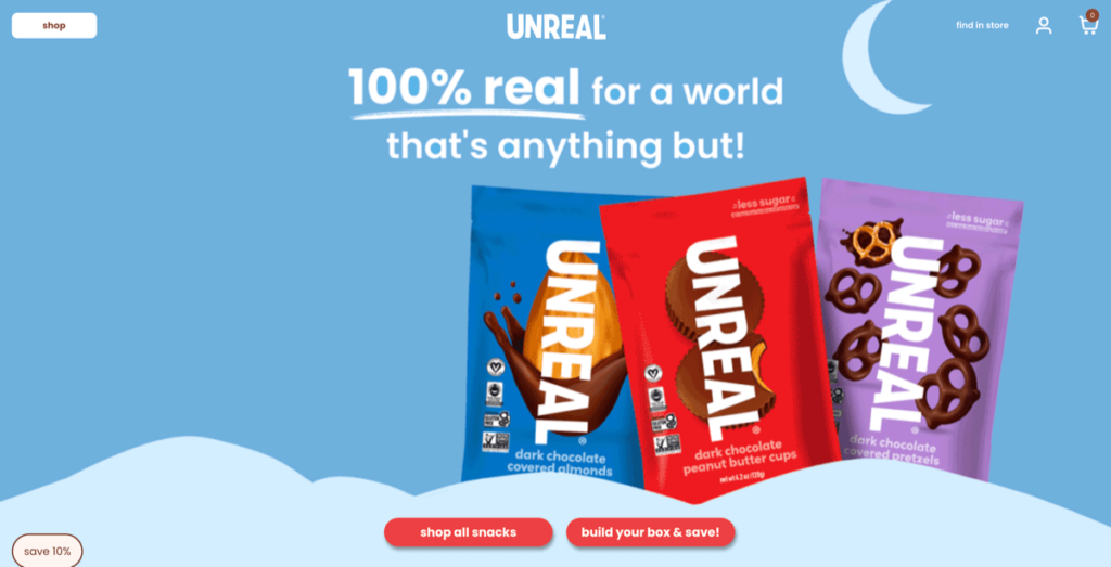 Store page highlighting chocolate snacks