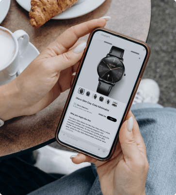 watch product display page in ChatGPT on a mobile device