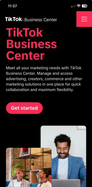 TikTok’s Business Center website
