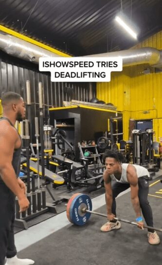 a TikTok video of a person performing a deadlift