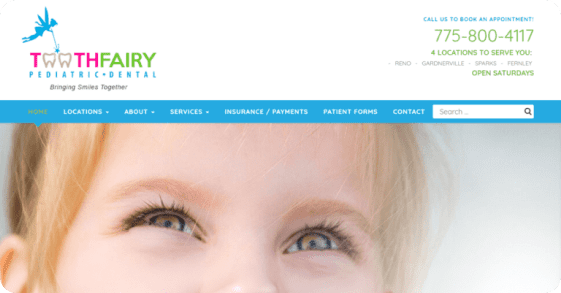 Tooth Fairy Pediatric Dental website