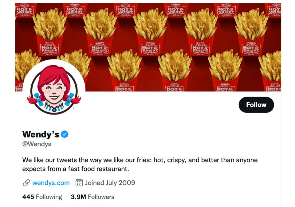 Wendy’s social media marketing for business profile