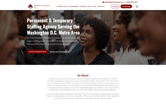 Screenshot of Whitman Associates homepage.