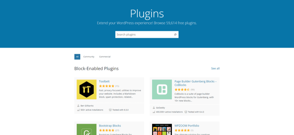WordPress’ ecommerce plugin gallery