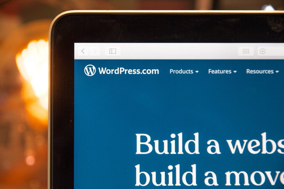 WordPress home page open on computer